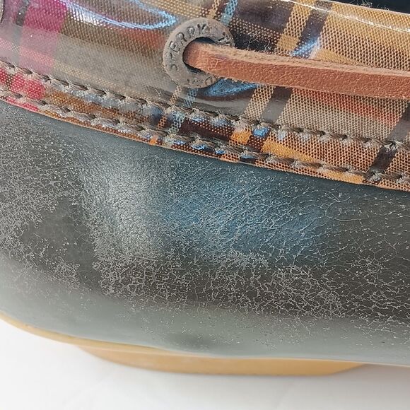 Sperry Top Sider Women's 9 Brown Low Booties Duck boots Waterproof Plaid - Picture 12 of 12